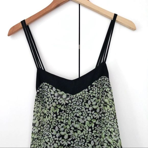 BCBGeneration Floral Tank Top Cami Sheer Spaghetti Straps Blouse - Picture 2 of 8